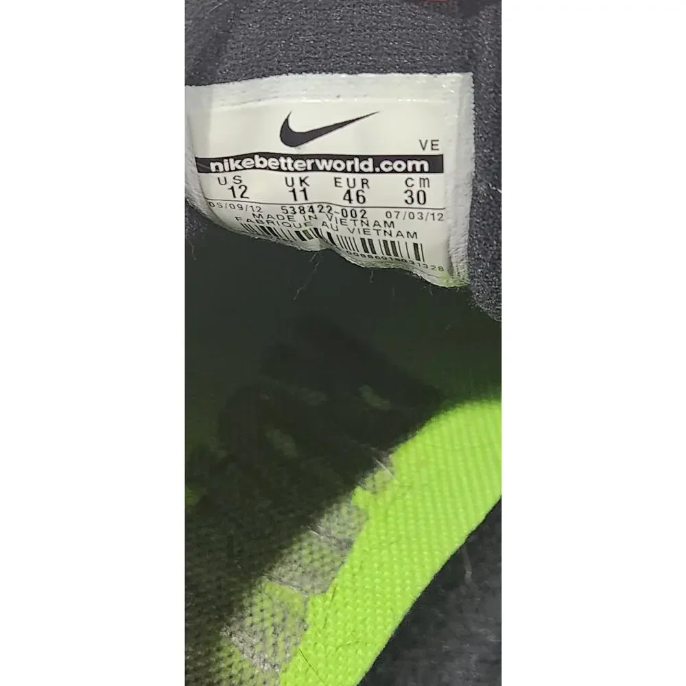 VTG Nike Anodyne DS Flywire Mens Black Neon Green Athletic Running Shoes Size 12